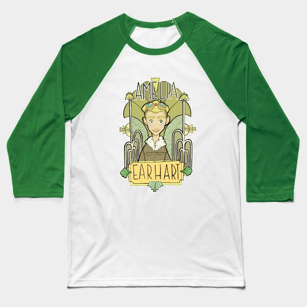 AMELIA EARHART Baseball T-Shirt by art_of_b